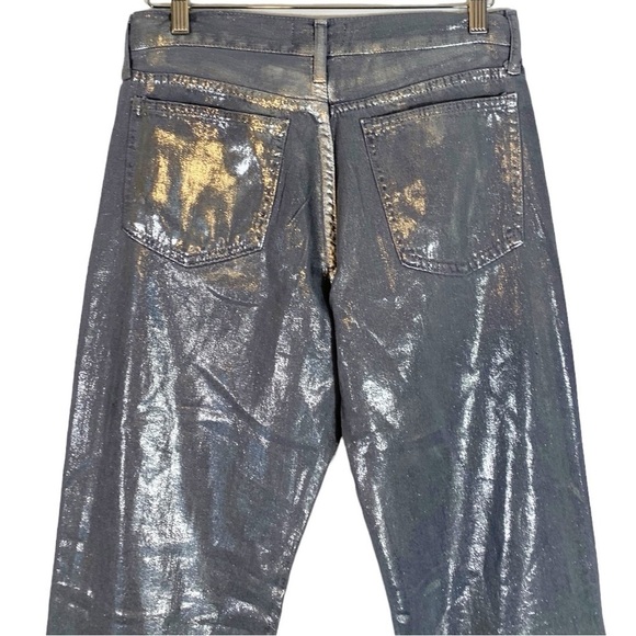 Zara Metallic Silver Straight Leg Jeans Size 4 - Picture 10 of 13